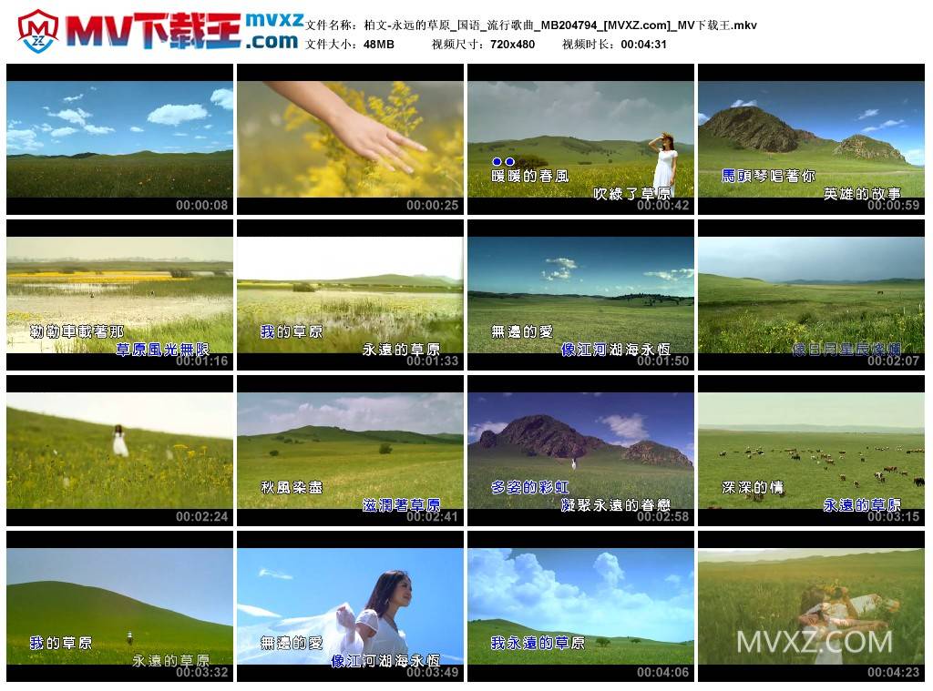 柏文-永远的草原_国语_流行歌曲_MB204794